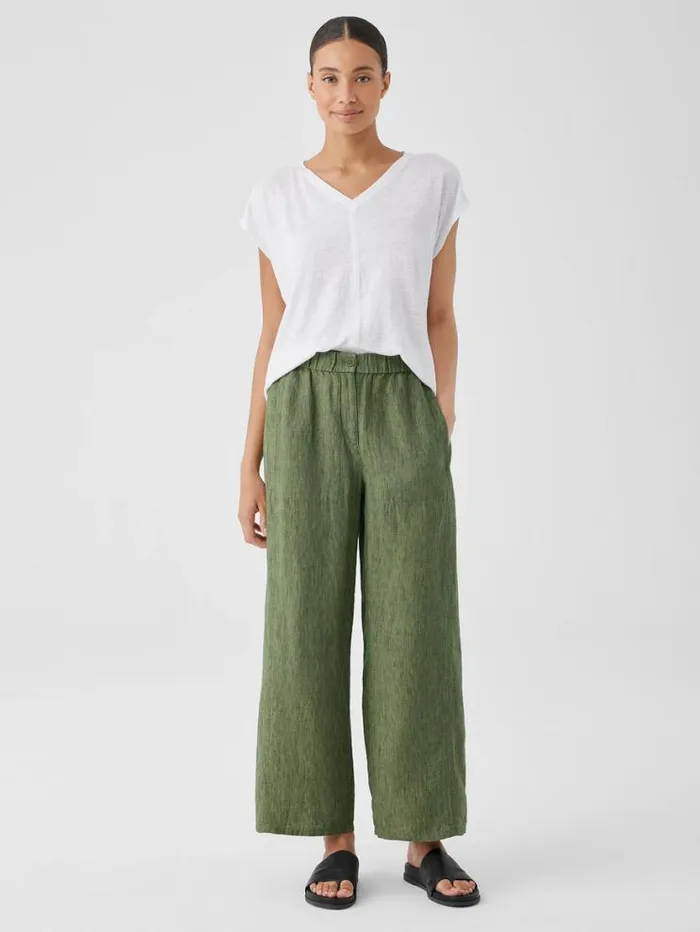 Eileen Fisher Petite Washed Organic Linen Dlav Wide Trouser Pant Coriander 8211 Shop