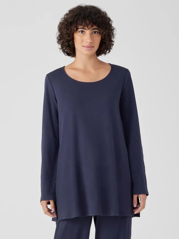 Eileen Fisher Sleepwear Organic Cotton Interlock Long Sleep Top Indigo 8211 Shop