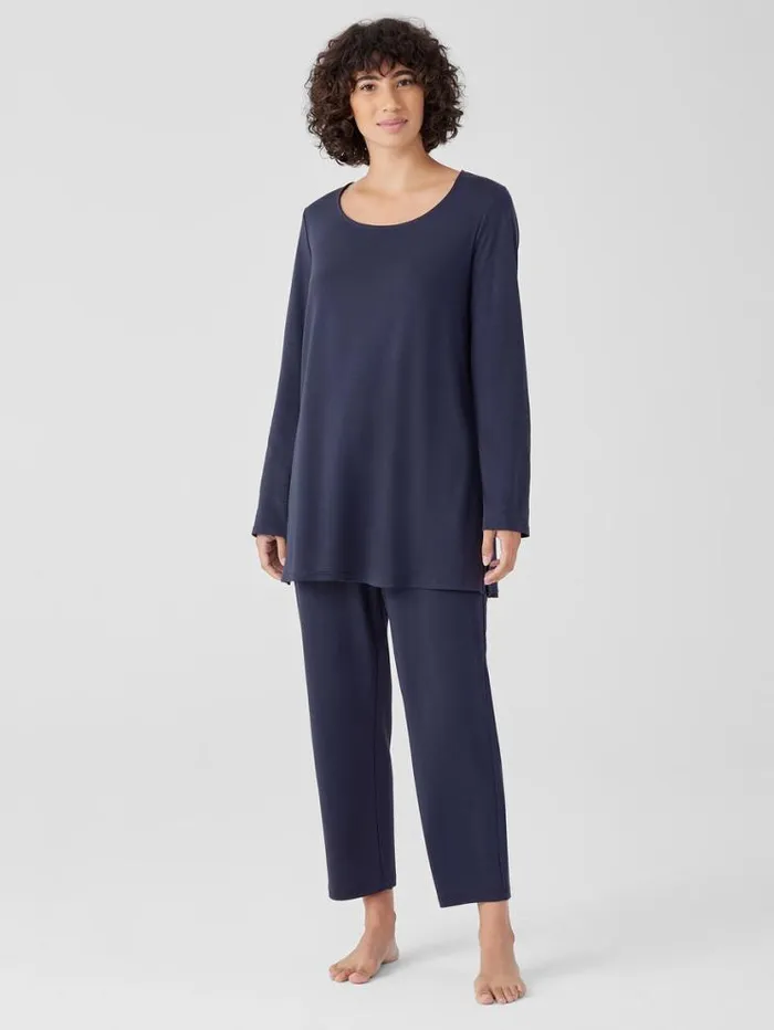 Eileen Fisher Sleepwear Organic Cotton Interlock Long Sleep Top Indigo 8211 Shop