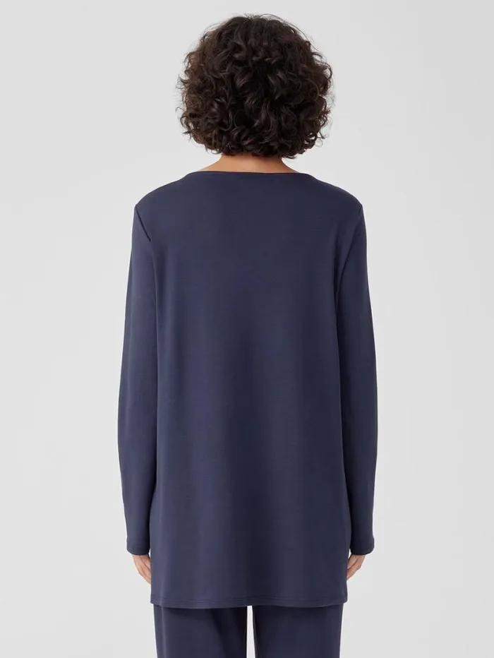 Eileen Fisher Sleepwear Organic Cotton Interlock Long Sleep Top Indigo 8211 Shop