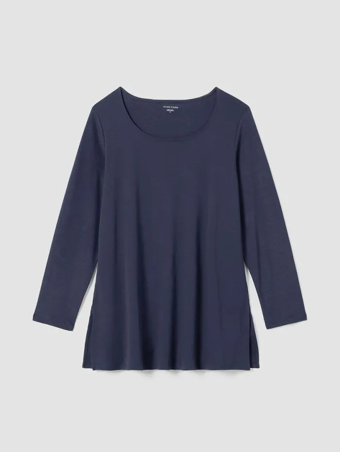 Eileen Fisher Sleepwear Organic Cotton Interlock Long Sleep Top Indigo 8211 Shop