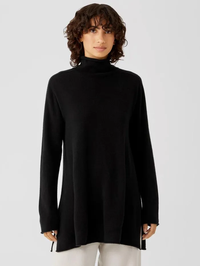 Eileen Fisher Sweaters and Cardigans Italian Cashmere Turtleneck Long Top Black 8211 Shop