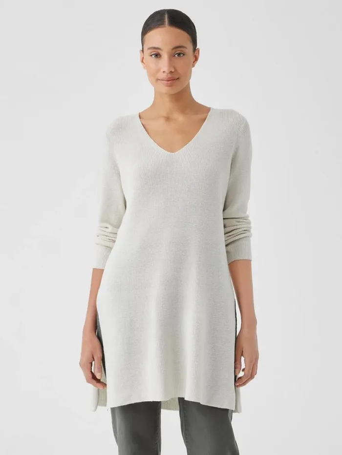 Eileen Fisher Sweaters and Cardigans Peruvian Organic Cotton Crepe VNeck Long Top Black 8211 Shop