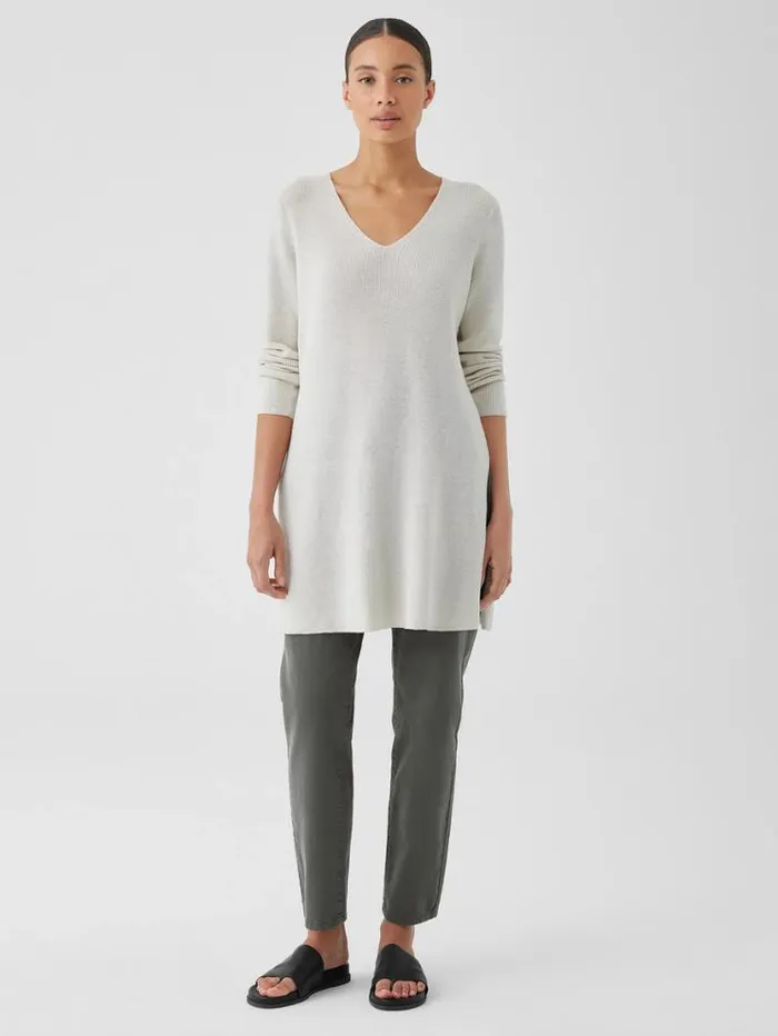 Eileen Fisher Sweaters and Cardigans Peruvian Organic Cotton Crepe VNeck Long Top Black 8211 Shop