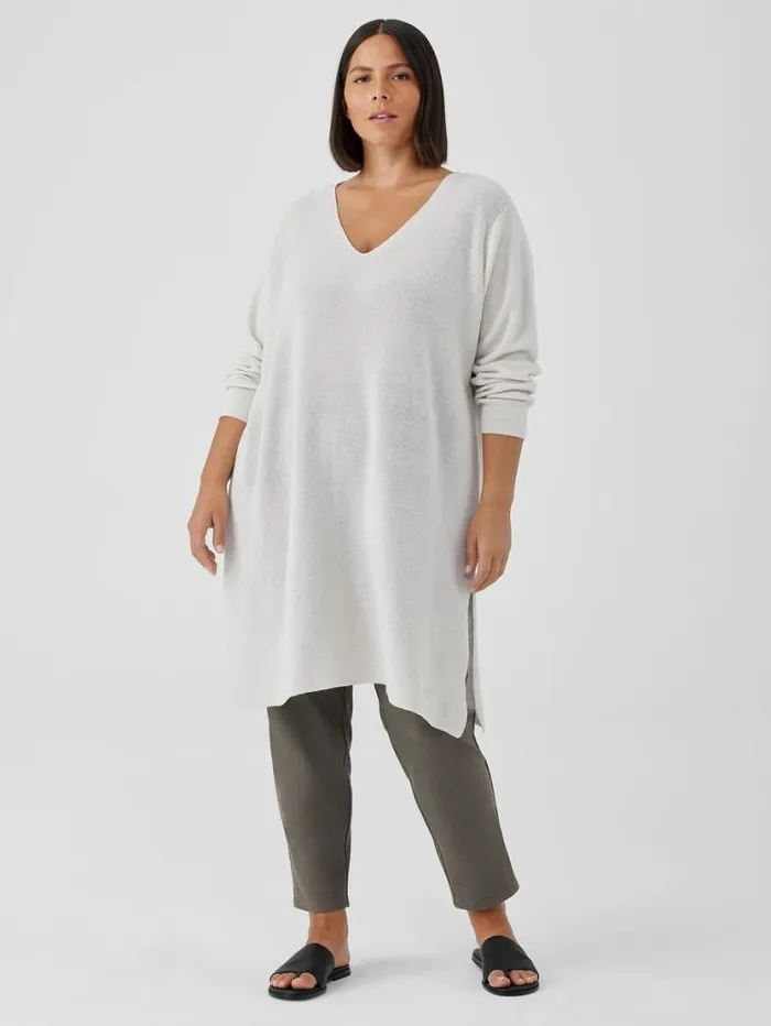 Eileen Fisher Sweaters and Cardigans Peruvian Organic Cotton Crepe VNeck Long Top Black 8211 Shop