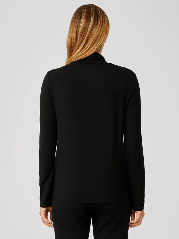 Eileen Fisher Tops and Tees Fine Jersey Scrunch Neck Top Black 8211 Shop