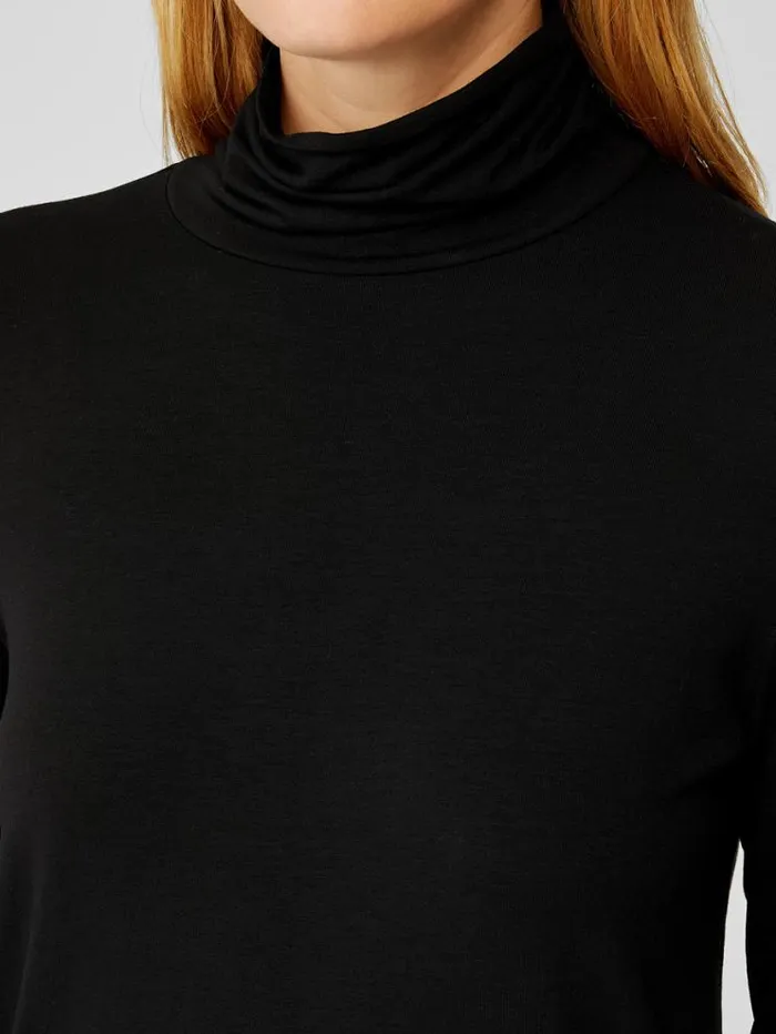 Eileen Fisher Tops and Tees Fine Jersey Scrunch Neck Top Black 8211 Shop