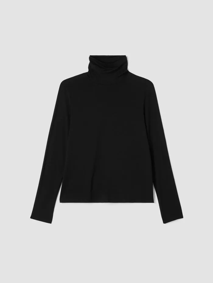 Eileen Fisher Tops and Tees Fine Jersey Scrunch Neck Top Black 8211 Shop