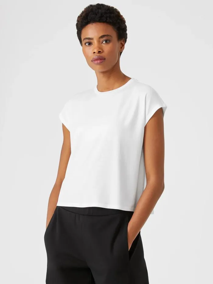 Eileen Fisher Tops and Tees Fine Jersey Square Top White 8211 Shop