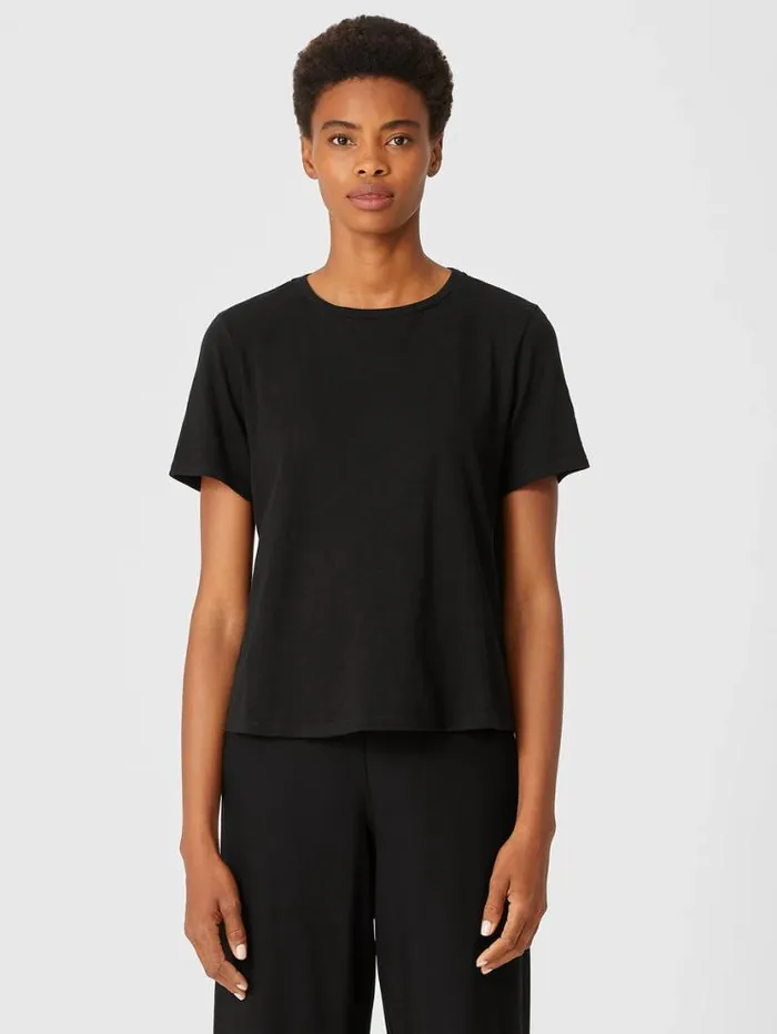 Eileen Fisher Tops and Tees Organic Cotton Slub Tee Black 8211 Shop