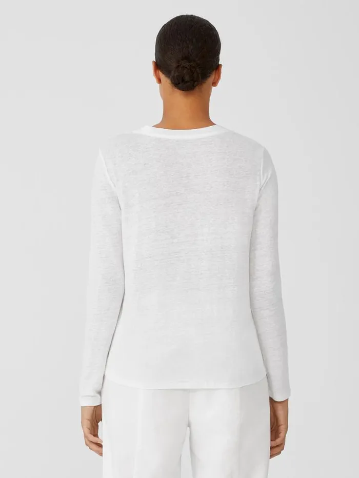 Eileen Fisher Tops and Tees Organic Linen Jersey Crew Neck Top White 8211 Shop