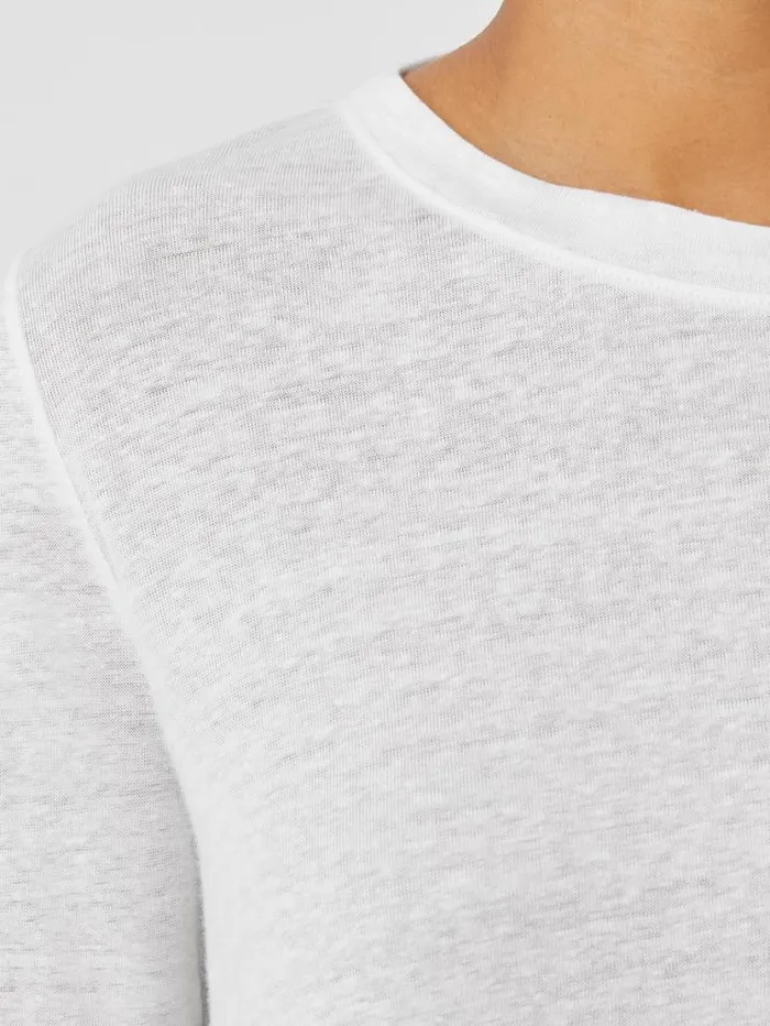 Eileen Fisher Tops and Tees Organic Linen Jersey Crew Neck Top White 8211 Shop
