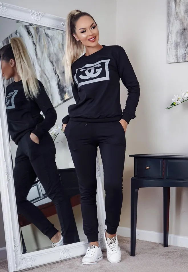 Eliana Black Printed Cg Tracksuit Women Missfiga LoungewearTracksuits