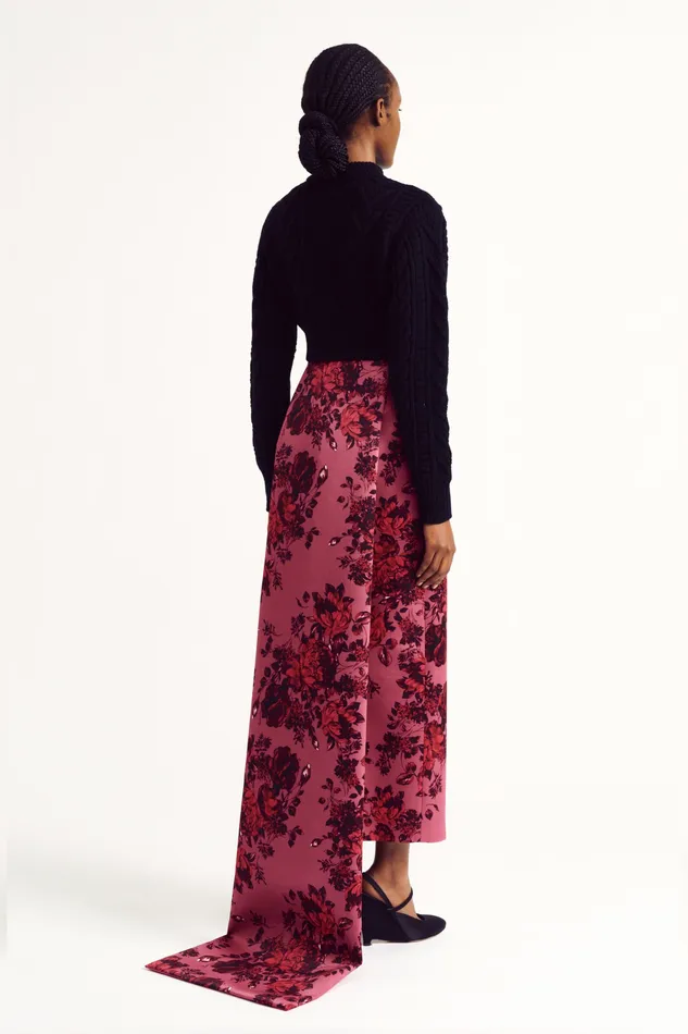Emilia Wickstead Aleph Cropped Black Cashfeel Cable Knit Cardigan Women Knitwear