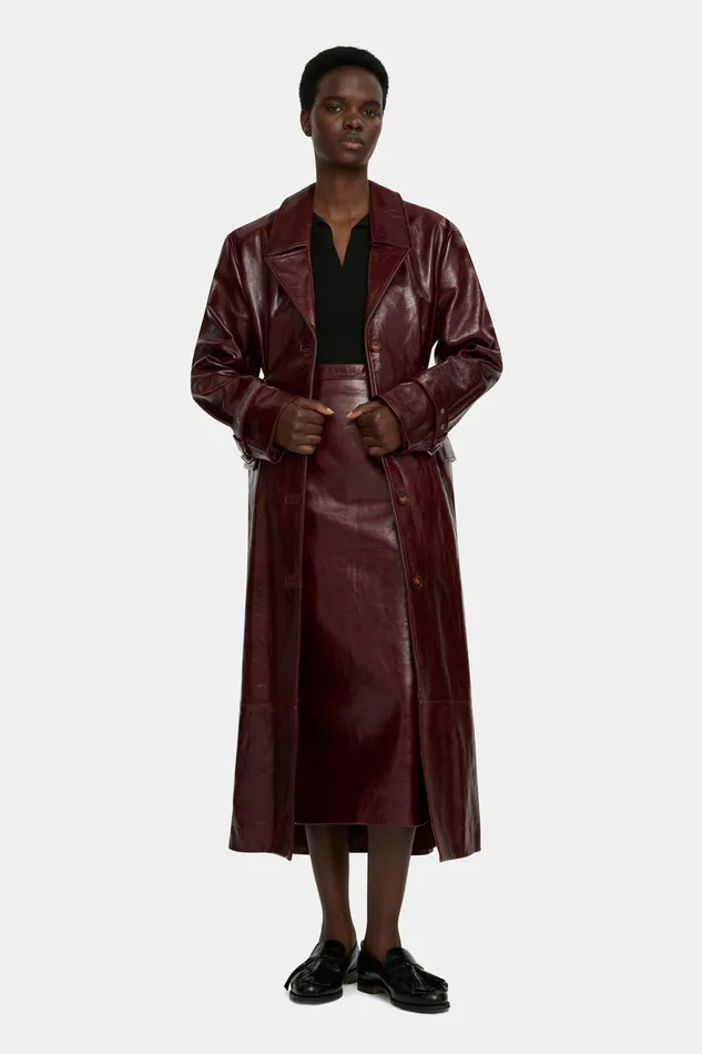 Emilia Wickstead Jackets And Coats Women Brady Trench Coat in Oxblood Leather