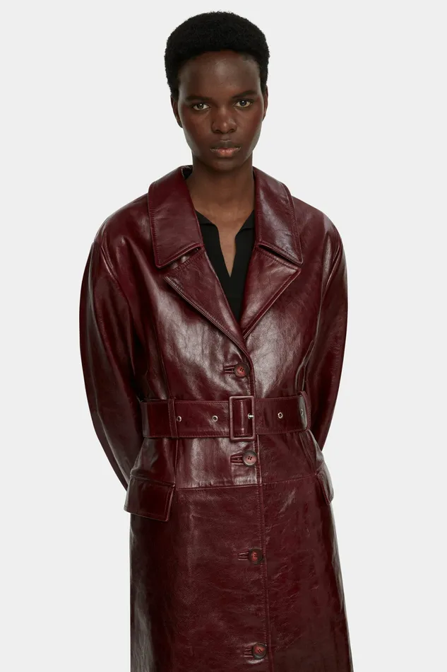 Emilia Wickstead Jackets And Coats Women Brady Trench Coat in Oxblood Leather