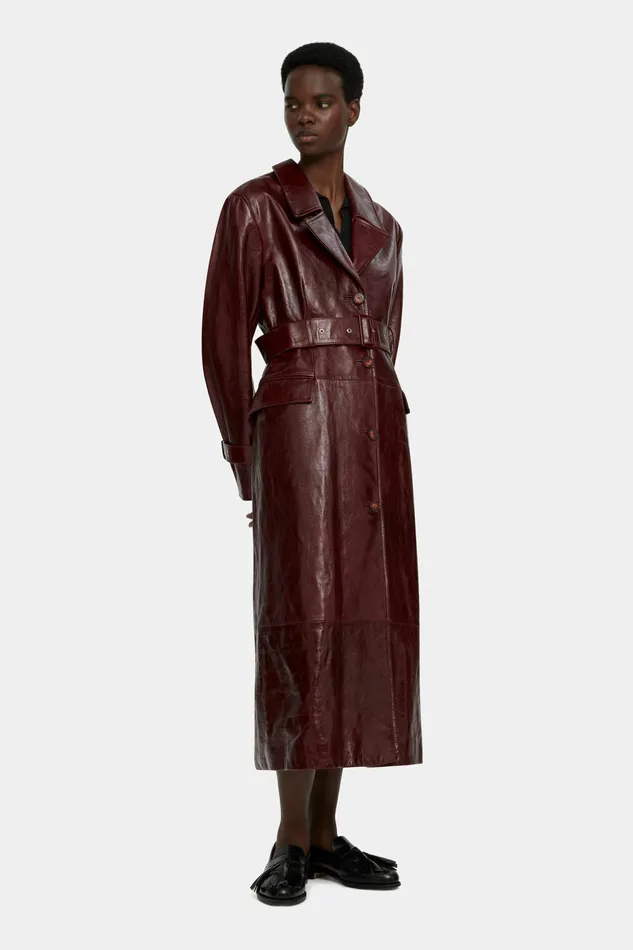 Emilia Wickstead Jackets And Coats Women Brady Trench Coat in Oxblood Leather