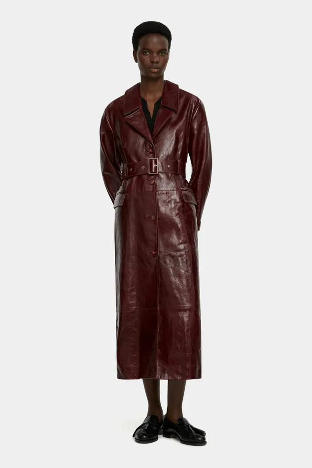Emilia Wickstead Jackets And Coats Women Brady Trench Coat in Oxblood Leather