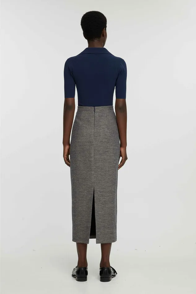 Emilia Wickstead Skirts Women Lorelei Dress In Navy and Ivory Chevron Weave