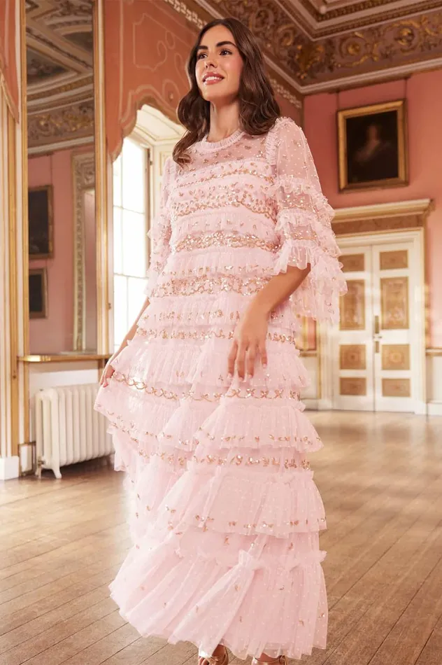 Emily Lace Ankle Gown Pink Women Needle and Thread Dresses