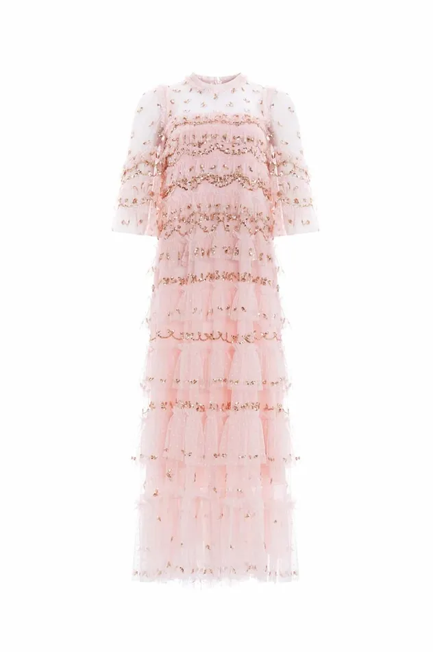 Emily Lace Ankle Gown Pink Women Needle and Thread Dresses