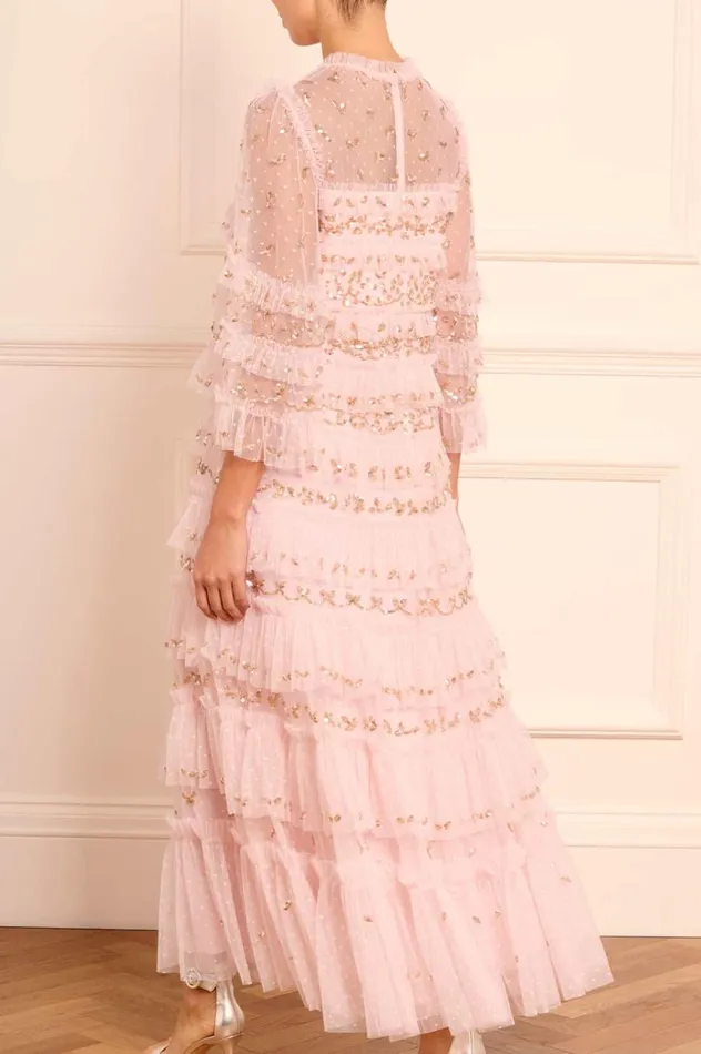 Emily Lace Ankle Gown Pink Women Needle and Thread Dresses