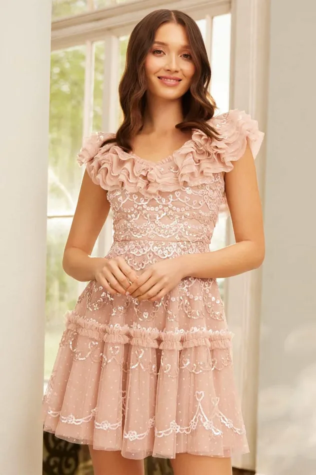 Everthine Micro Mini Dress Beige Women Needle and Thread Dresses