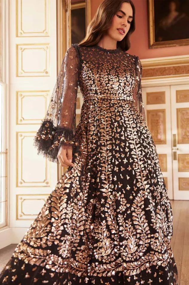 Fern Ankle Gown Black Women Needle and Thread Dresses
