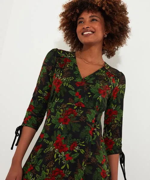 Festive Flora Jersey Dress Black Apparel Dresses Joebrowns Festive Flora Jersey Dress Black Apparel Dresses Joebrowns