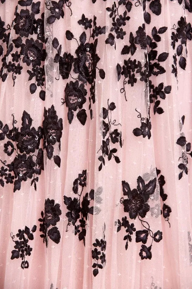 Fluttering Flowers Ankle Gown Pink Women Needle and Thread Dresses