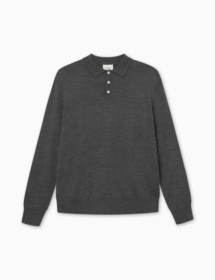 Fort Knitwear BASE MERINO POLO KNIT Dark Grey Melang 8211 Men