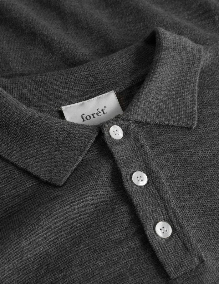 Fort Knitwear BASE MERINO POLO KNIT Dark Grey Melang 8211 Men Fort Knitwear BASE MERINO POLO KNIT Dark Grey Melang 8211 Men