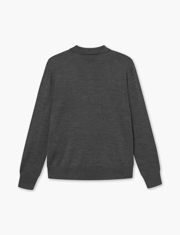 Fort Knitwear BASE MERINO POLO KNIT Dark Grey Melang 8211 Men Fort Knitwear BASE MERINO POLO KNIT Dark Grey Melang 8211 Men