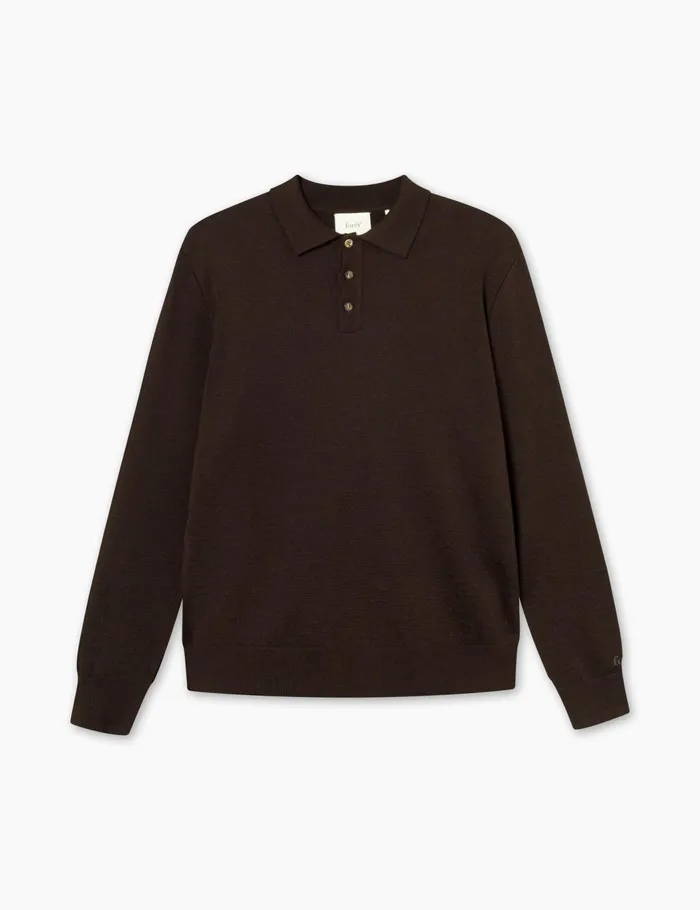 Fort Sweatshirts BASE MERINO POLO KNIT Cold Brown 8211 Men