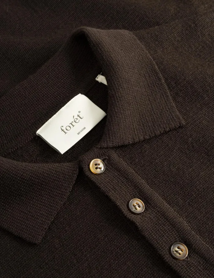 Fort Sweatshirts BASE MERINO POLO KNIT Cold Brown 8211 Men Fort Sweatshirts BASE MERINO POLO KNIT Cold Brown 8211 Men