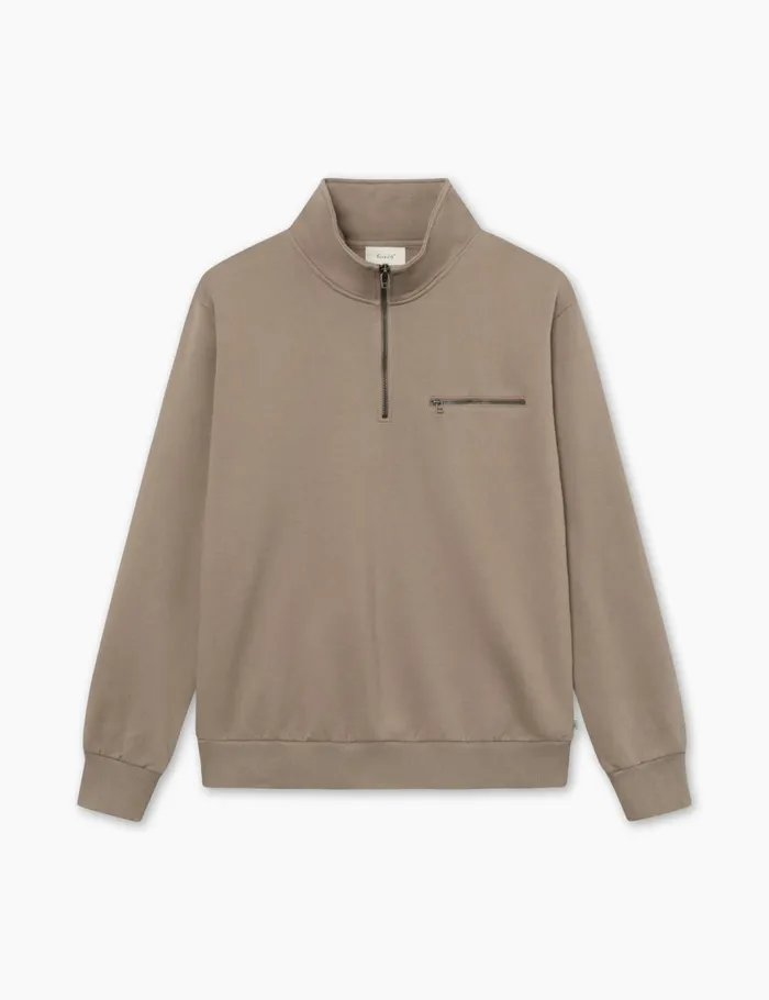 Fort Sweatshirts LOG HALF ZIP SWEATSHIRT Taupe 8211 Men