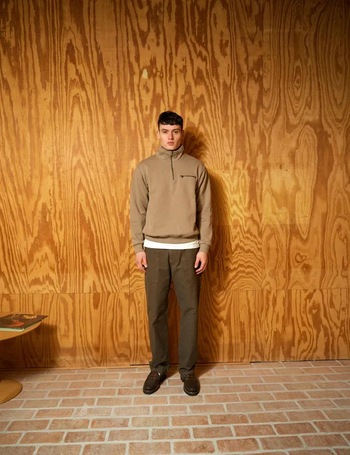 Fort Sweatshirts LOG HALF ZIP SWEATSHIRT Taupe 8211 Men Fort Sweatshirts LOG HALF ZIP SWEATSHIRT Taupe 8211 Men