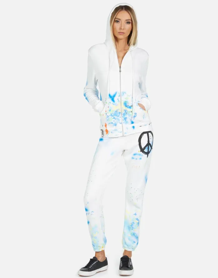 Gia Brush Peace White Women039s Lauren Moshi Long Sweatpants