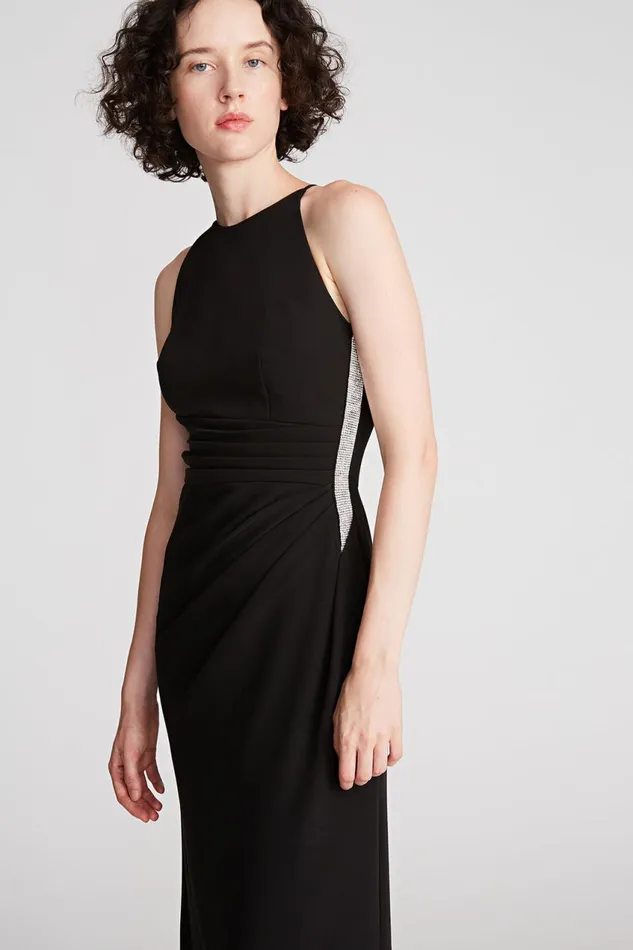 Gowns Women Halston Annika Gown In Stretch Crepe Black Gowns Women Halston Annika Gown In Stretch Crepe Black