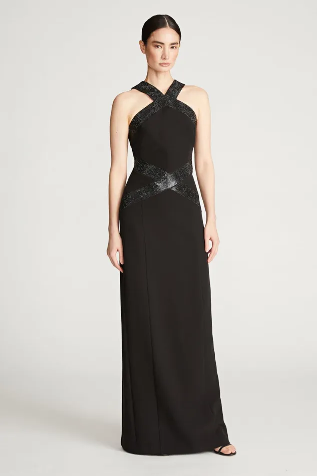 Gowns Women Halston Joyce Gown In Crepe Black