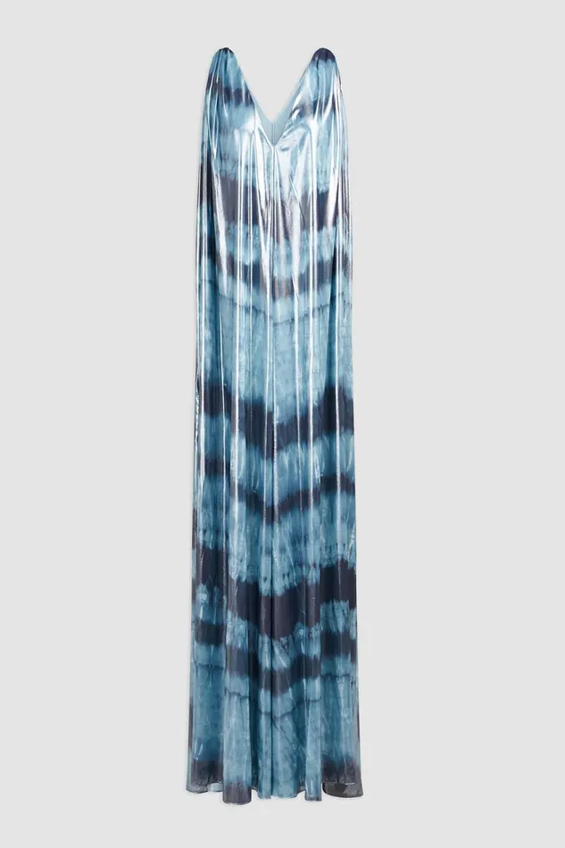 Gowns Women Halston Umi Gown In Iridescent Chiffon Blue Shibori