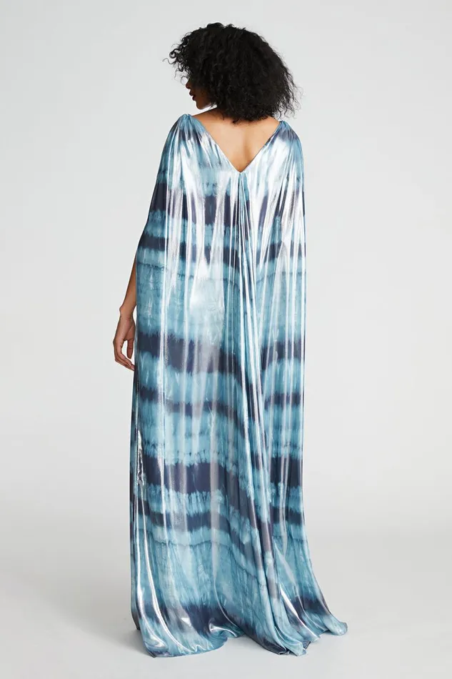 Gowns Women Halston Umi Gown In Iridescent Chiffon Blue Shibori