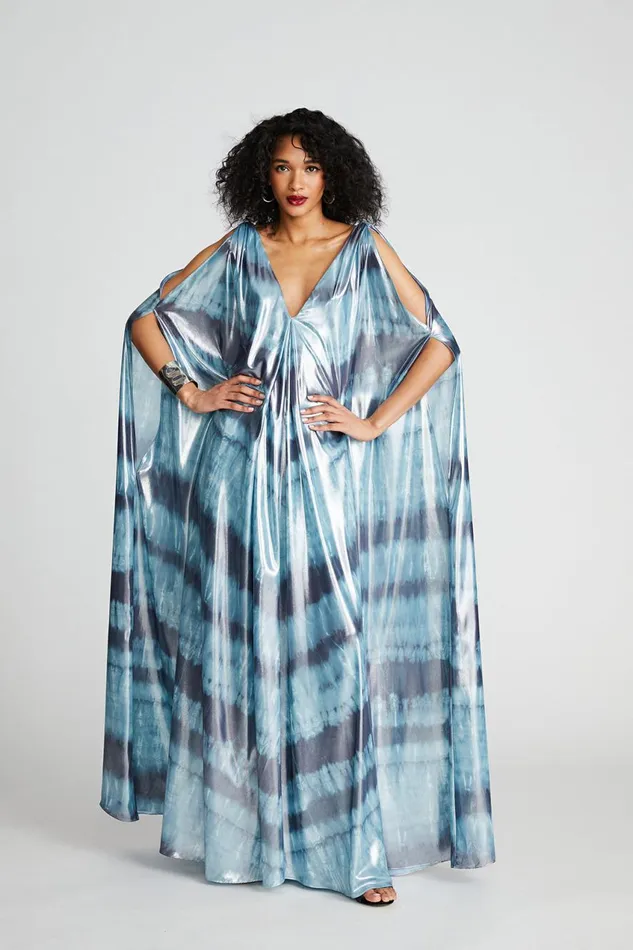 Gowns Women Halston Umi Gown In Iridescent Chiffon Blue Shibori