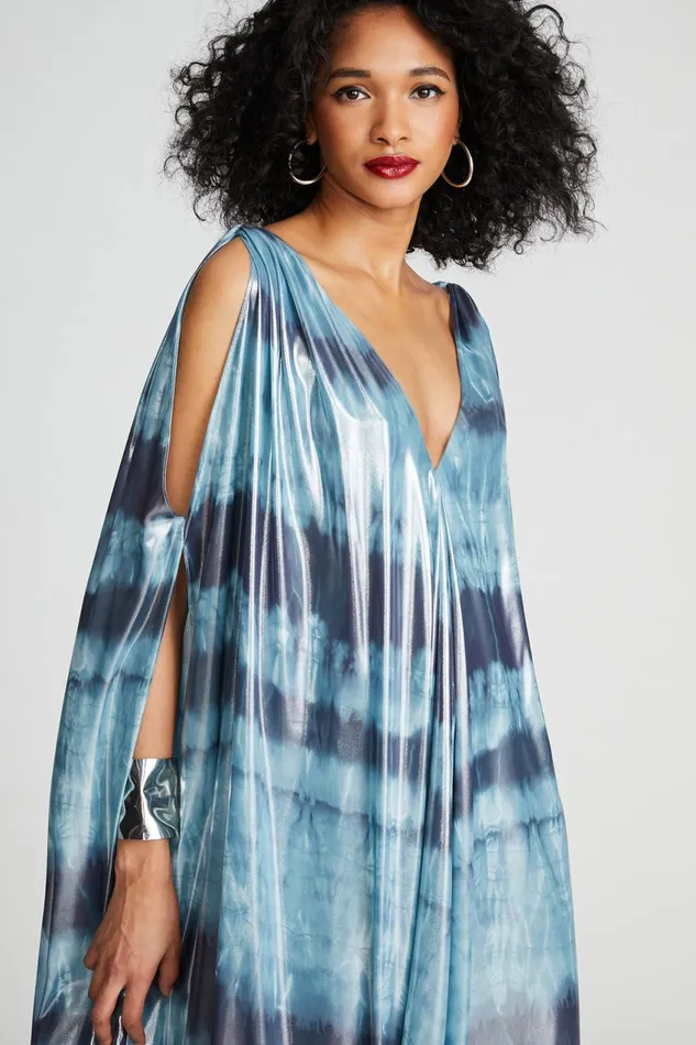 Gowns Women Halston Umi Gown In Iridescent Chiffon Blue Shibori