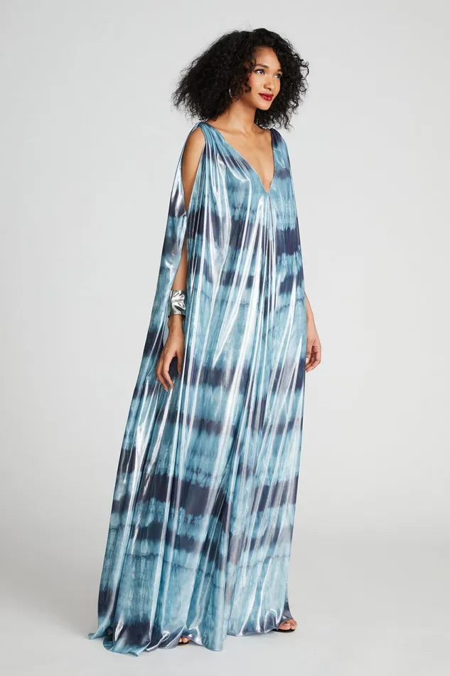 Gowns Women Halston Umi Gown In Iridescent Chiffon Blue Shibori