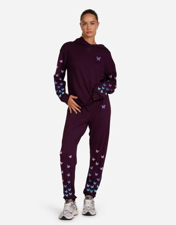 Harmony Ombre Butterfly Happyface Burgundy Women039s Lauren Moshi Hoodies