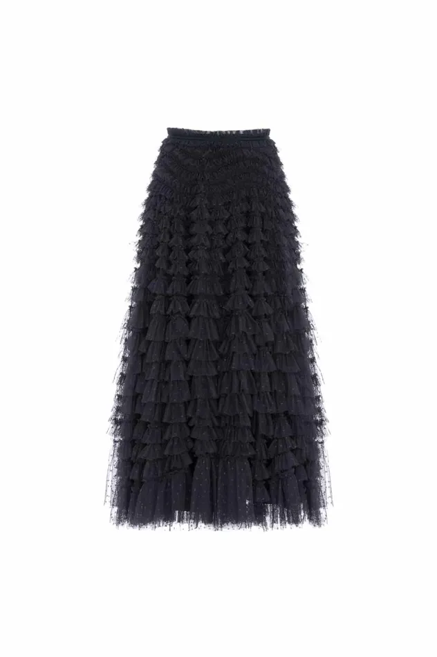 Hattie Ruffle Ankle Skirt Black Women Needle and Thread Skirts