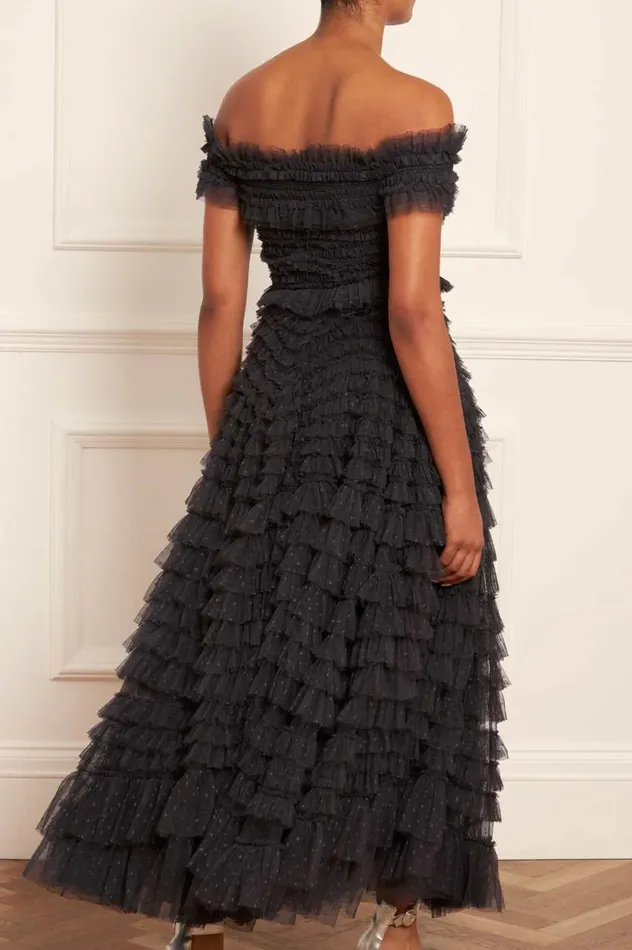Hattie Ruffle Ankle Skirt Black Women Needle and Thread Skirts