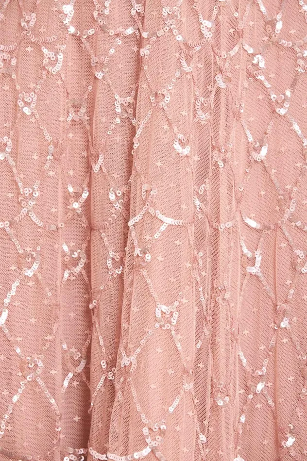 Heart Lattice Ankle Gown Pink Women Needle and Thread Dresses
