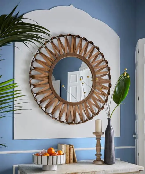 Home Accessories Joebrowns Homeware Boho Bamboo Wall Mirror Natural